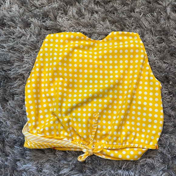 70s co-ord top & skirt yellow polka dot FITS MOST - Picture 4 of 12